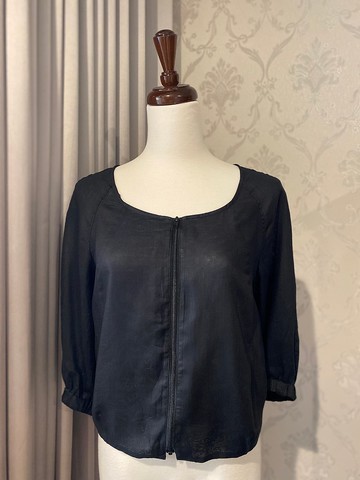 純黑方領古著薄外套日本製