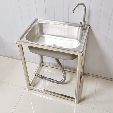 單槽水槽 不鏽鋼單槽大水槽加厚洗菜盆洗碗池家用水盆拖把池面盆帶落地支架【MJ193668】