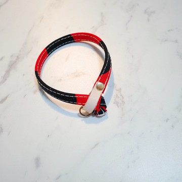 貓 項圈 厚棉 熱情紅搭黑白點點 可加購吊牌 附鈴鐺