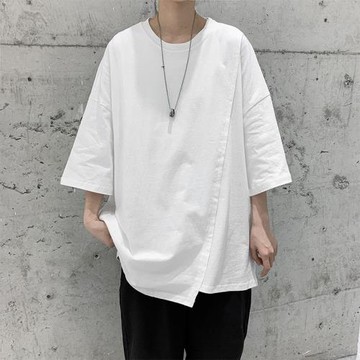 港風ins日系原宿風短袖T恤男潮流衣服寬松超火的五分袖打底衫情侶