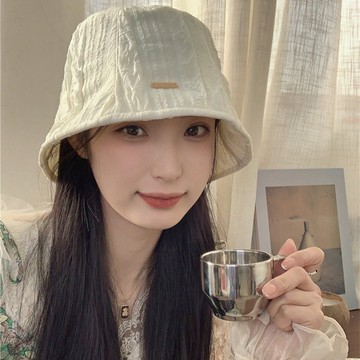 🌞雲感云云~韓系軟糯甜美泡泡紋漁夫帽女春夏薄款遮臉防晒水桶帽潮優質