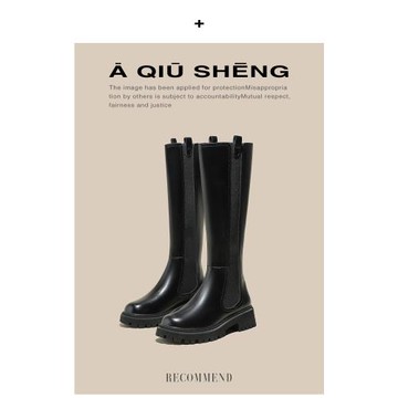 2025新款英倫風騎士靴女秋冬厚底小個子長靴顯瘦裸靴不過膝長筒靴