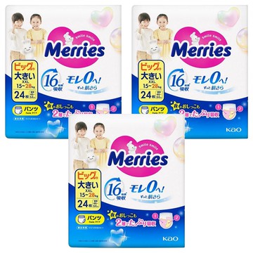 Merries 妙而舒 日本境內版 金緻柔點透氣褲型尿布  XXL(15~28kg)  72片