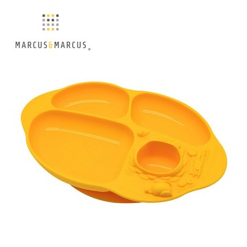 【MARCUS&MARCUS】動物樂園造型吸力分隔餐盤(黃)