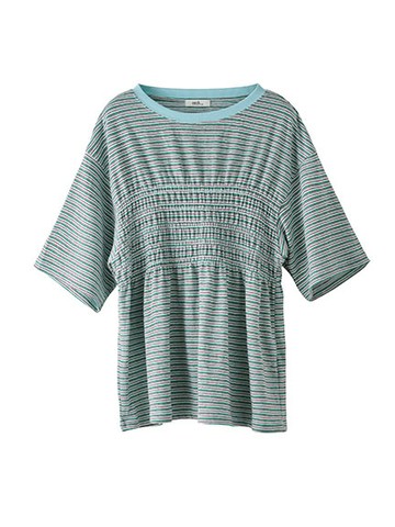 胸前抓皺設計T-shirt(0S000017600) - earth music&ecology