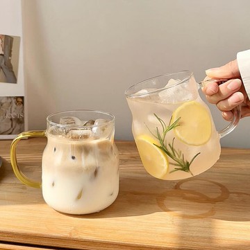 大容量帶把玻璃杯ins風高硼矽耐高溫水杯咖啡杯牛奶杯果汁杯【繁星小鎮】