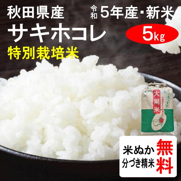 新米 5kg 秋田県 特別栽培米 サキホコレ 1等玄米