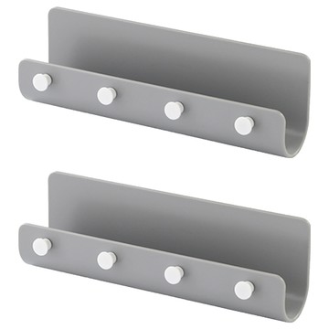 E.dot 多功能鑰匙掛勾收納架 U型免釘免鑽黏貼式  灰色  2個