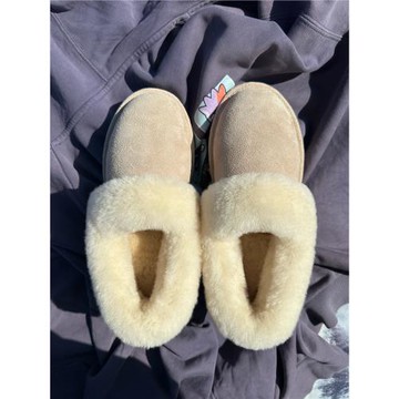 毛毛雪地靴女外穿羊皮毛一體包頭拖雪松糕一腳蹬懶人棉鞋冬季便鞋