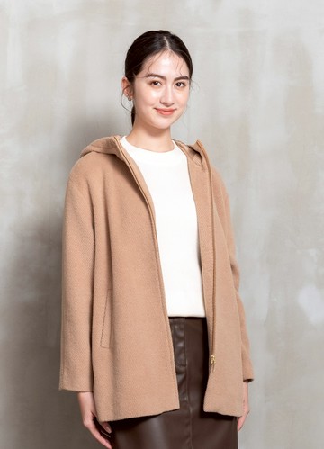 日常想像羊毛連帽中長大衣