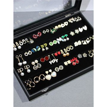 耳釘耳環收納盒飾品大容量項鏈戒指耳線展示盒子防塵家用耳墜架