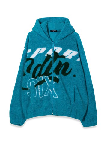 dsquared felpa jacquard fur con zip e cappuccio