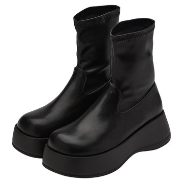 【Grace Gift】靴子 短靴 襪靴【漂亮歐膩鬆糕輕量厚底襪靴】1色 35-40號 厚底靴