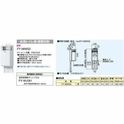 パナソニック トイレ窓用 換気扇 トイレファン FY-08WS2 水洗トイレ用