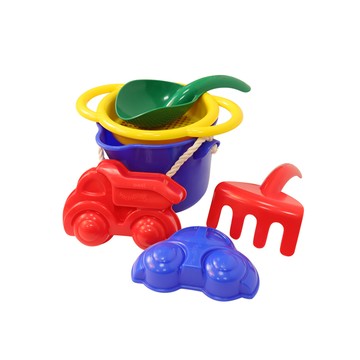 瑞典維京玩具 【瑞典 Viking toys】夏日沙灘玩沙工具5件組-可愛車車 82040