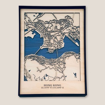 立體香港路線地圖連金屬框(長形)