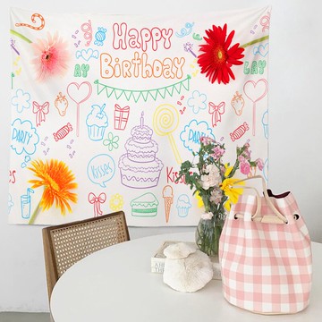 生日掛布拍照背景布ins掛布兒童派對裝飾會場景布置墻布大 可