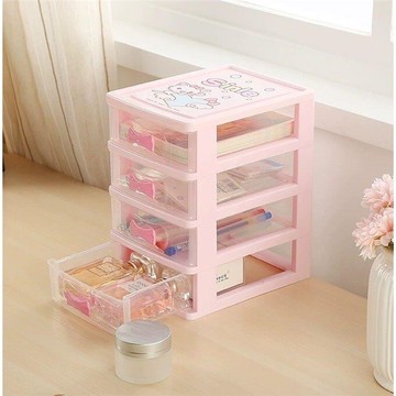 桌面收納盒抽屜式多層塑料透明可愛小收納柜文具飾品儲物盒