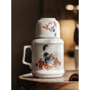 米黃汝窯陶瓷燜茶壺陶瓷功夫茶具水瓶大容量辦公室喝茶保溫壺家用