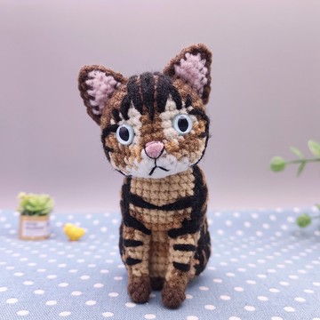 【現貨】 虎斑貓 米克斯美短 純手工 鉤針編織娃娃