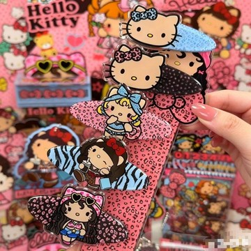 😊歡迎選購😊千禧辣妹風HelloKitty髮夾復古豹紋劉海夾少女心側邊夾學生碎髮夾