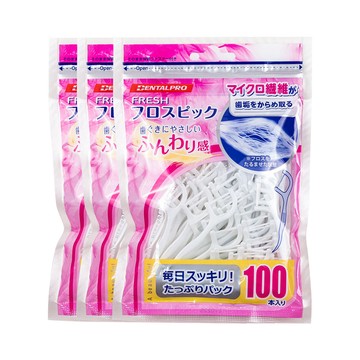 DENTALPRO FRESH小頭細線牙線棒100支入 3入組