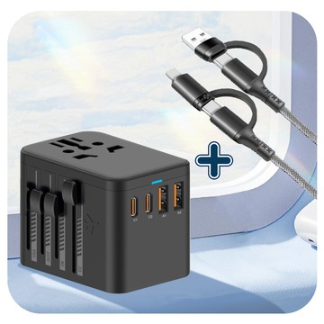 PD3.0 75W快充萬國旅行充 2500W USB全球通用 萬用轉接頭