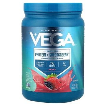 Vega, 植物基原創蛋白質 + 綠色蔬菜，什錦漿果味，1 磅 2 盎司（510 克）