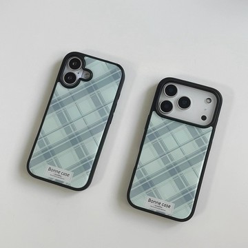 lulu|韓系小衆復古綠色菱格黑邊蘋果手機殼 適用蘋果17pro手機殼iphone16promax/14/15保護套防摔