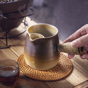 陶泥側把罐罐茶煮茶器圍爐煮茶套裝家用戶外功夫炭火茶爐煮茶壺
