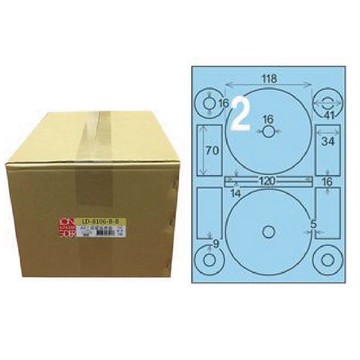【龍德】LONGDER 三用電腦標籤 A4 光碟專用 內徑 16mm淺藍1000張/箱 LD-8106-B-B(適用雷射、噴墨、影印)