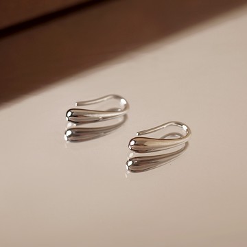 [全純銀.耳環] 小巧水滴純銀耳環【UME】整隻純銀耳環 S925純銀