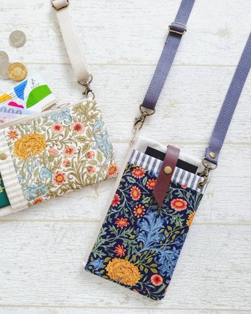 【FPH/3Way手機包(可直可橫)】英式古典 花與藤蔓 藍