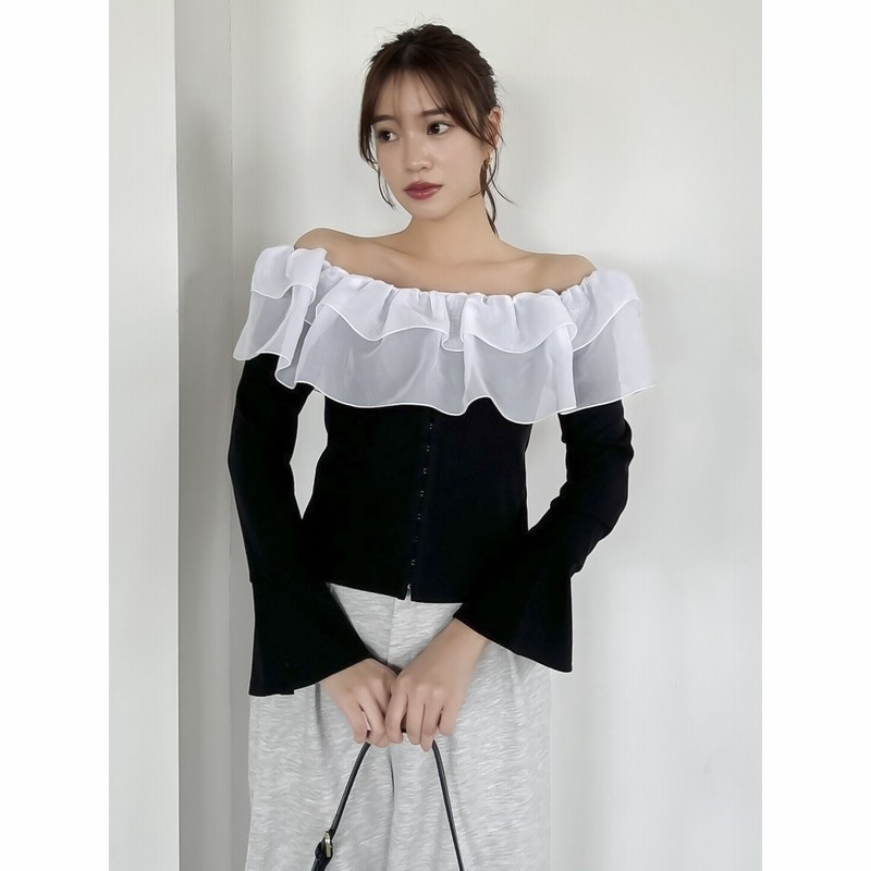 セール】ショルダーフリルカットトップス（Tシャツ/カットソー