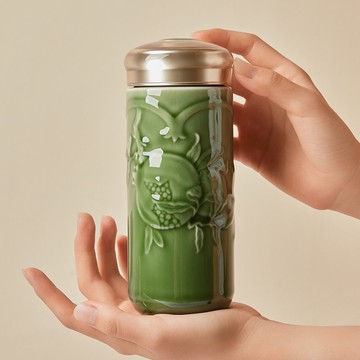 乾唐軒活瓷 | 石榴喜果隨身杯 / 大 / 雙層 / 4色 330ml