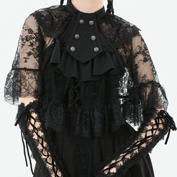 透視總蕾絲荷葉邊披肩外套領巾哥德蘿莉塔DARK IN LOVE台灣BW167