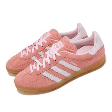 adidas 休閒鞋 Gazelle Indoor W 女鞋 粉 橘 麂皮 低筒 復古 三葉草 愛迪達 IE2946