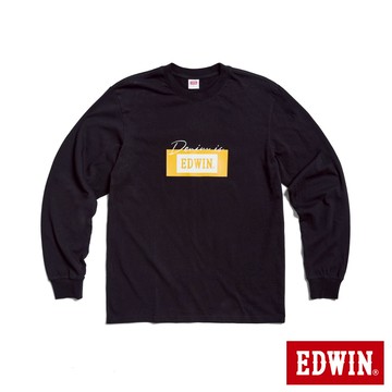 EDWIN 男款 網路獨家 草寫Denim LOGO長袖T恤(黑色)