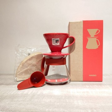 (現貨附發票) 瓦莎咖啡 泰摩 細口手沖壺700ml & HARIO紅色01陶瓷濾杯壺組 & 咖啡豆半磅