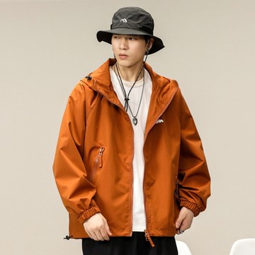 [米蘭精品] 衝鋒衣防風夾克-寬鬆機能連帽衝鋒衣男外套5色74iz21