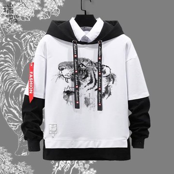 中國風虎水墨虎虎生風虎年假兩件連帽衛衣男女兒童裝學生外套帽衫