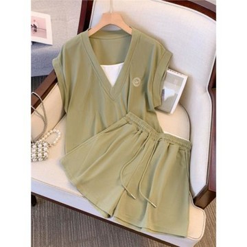 睡衣女款2026新款夏季大碼性感無袖假兩件女夏天家居服套裝可外穿