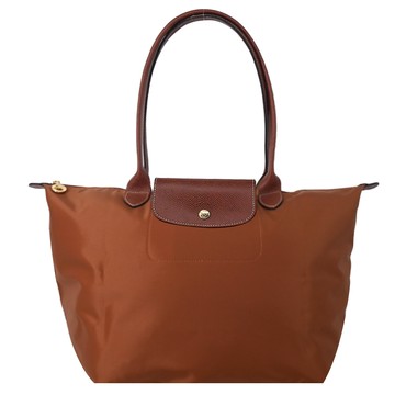 LONGCHAMP LE PLIAGE系列長把再生尼龍摺疊水餃包(大/白蘭地酒)