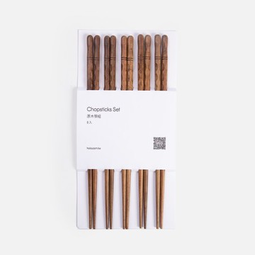 艾禮思原木筷5入組 刻線原色