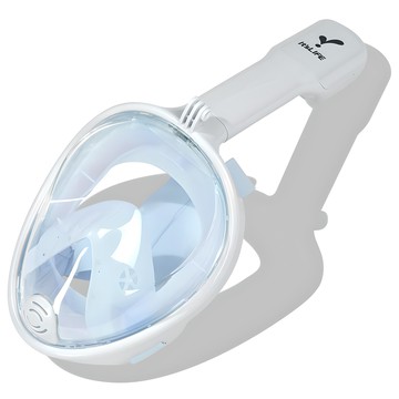 ITS LIFE 全臉式浮潛面罩 第二代 + 網狀收納袋 + 呼吸管  淡藍色  S/M