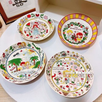 陶瓷高溫 貼花工藝奶油女孩高腳杯米飯碗深盤