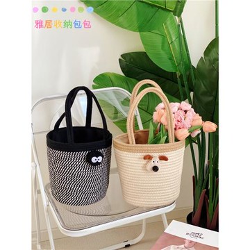 小眾設計棉繩質感手拎包卡通