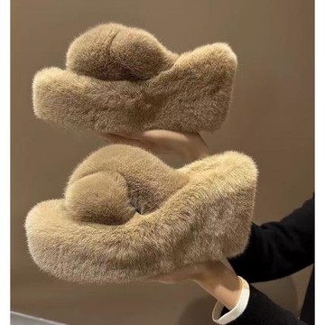 毛毛拖鞋女2023年秋冬新款外穿冬天厚底兔毛棉拖毛絨家居毛拖鞋子