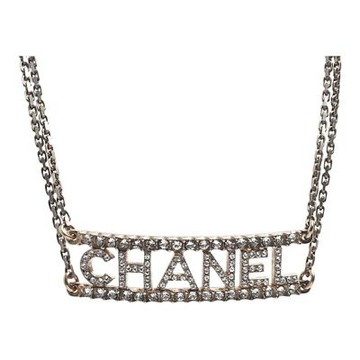 CHANEL 經典水鑽鑲嵌字母雙重頸鍊(金色)