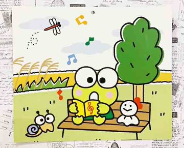 【震撼精品百貨】KeroKeroKeroppi 大眼蛙 Sanrio 大眼蛙青蛙雙面卡片-看書白/耶誕藍#43726 震撼日式精品百貨